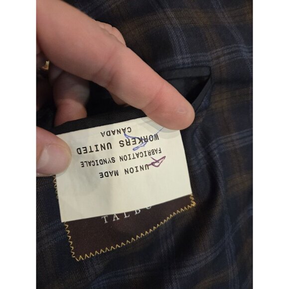 ROBERT TALBOTT Sport Coat Carmel Sz 46T Blue Plaid 100% Wool Paisley Lined - Picture 14 of 15